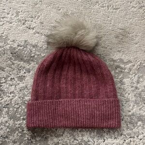 Aritzia Burgundy Knit Beanie with Pom Pom